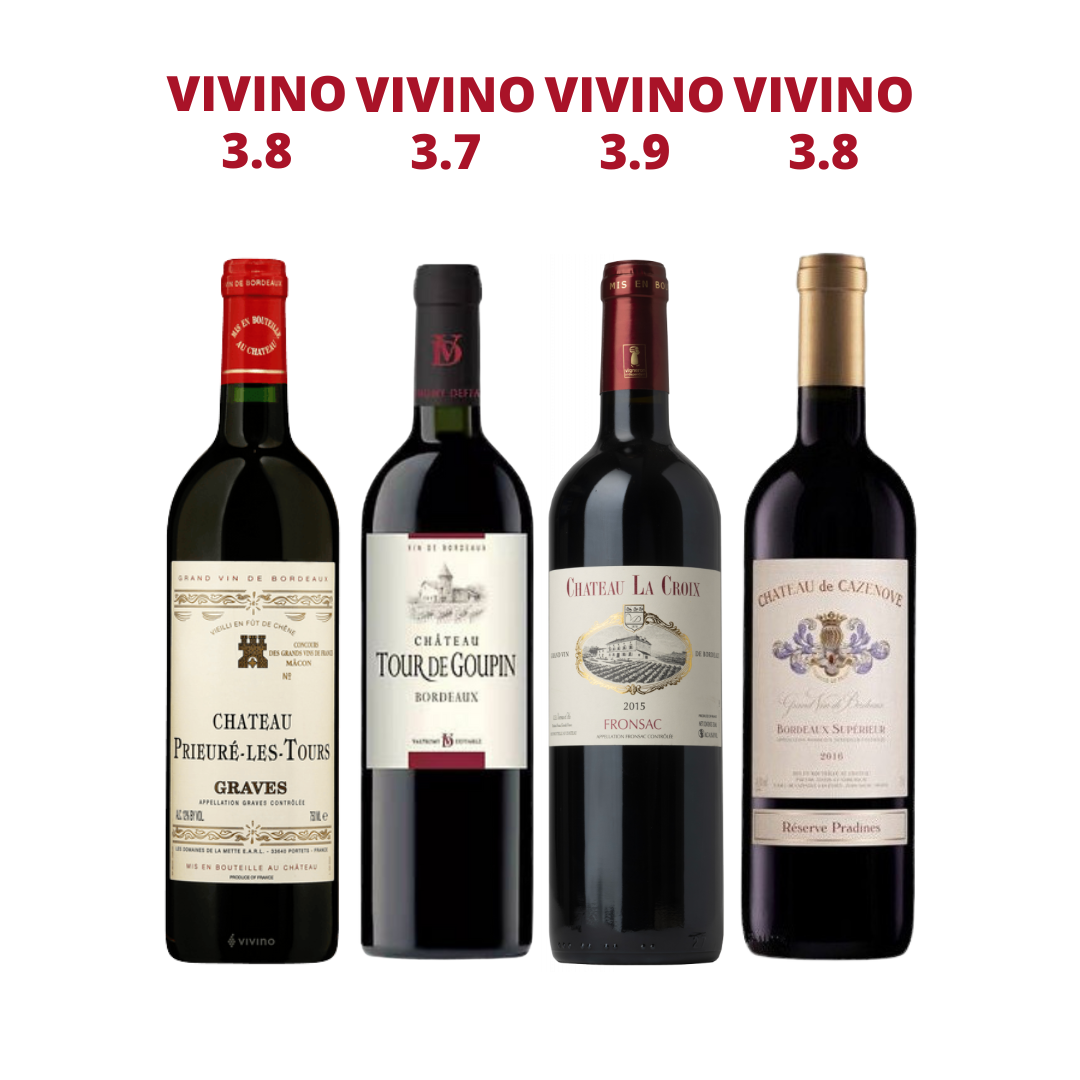 4 Bottles French Bordeaux Wine Bundle at Only $120