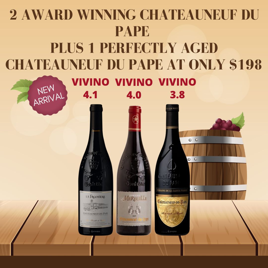 New Chateauneuf du Pape Wine Bundle 2 Award Winning + 1 Perfectly Aged Chateauneuf Du Pape At Only $198