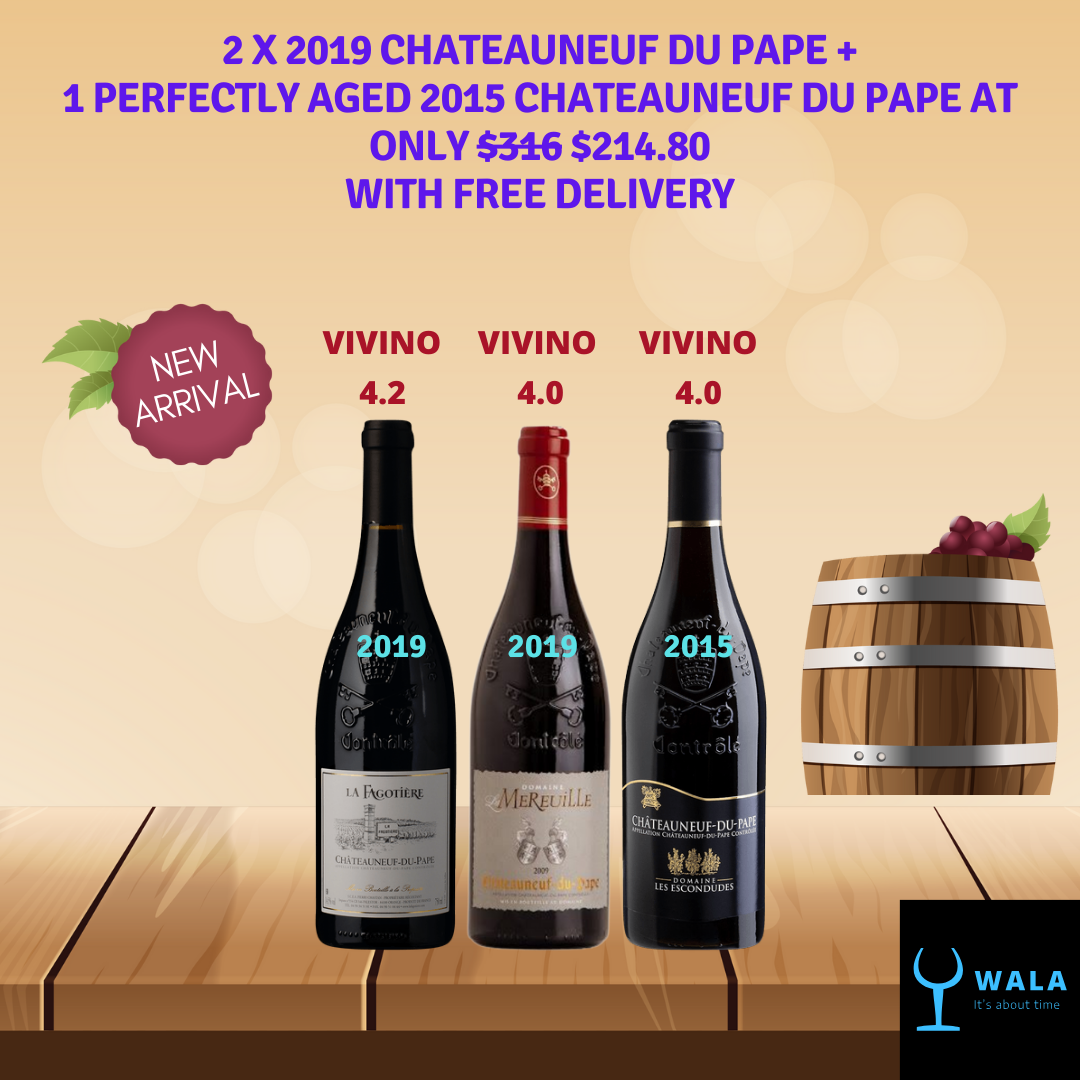 New Chateauneuf du Pape Wine Bundle 2 Award Winning + 1 Perfectly Aged Chateauneuf Du Pape At Only $214.80 With FREE Delivery