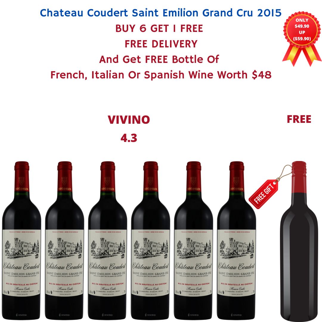 Purchase 6 Bottles Of Maison Carles Chateau Coudert Saint Emilion Grand Cru 2015 At $312 And Get FREE Bottle Of French / Spanish / Italian worth $48