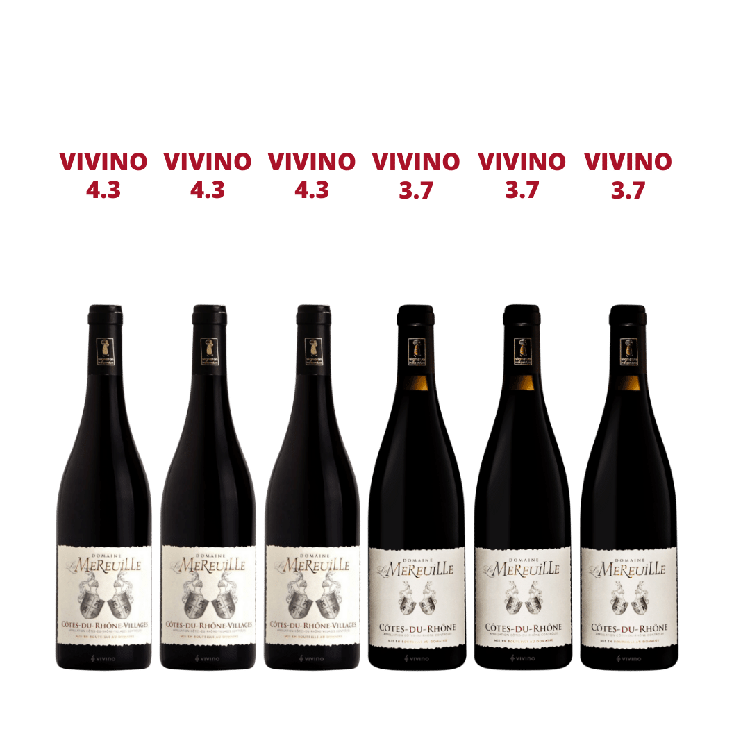 6 Award Winning Cotes Du Rhone Rouge and Village From Mereuille at only $208 And Get 1 Chateauneuf-du-Pape FREE worth $98