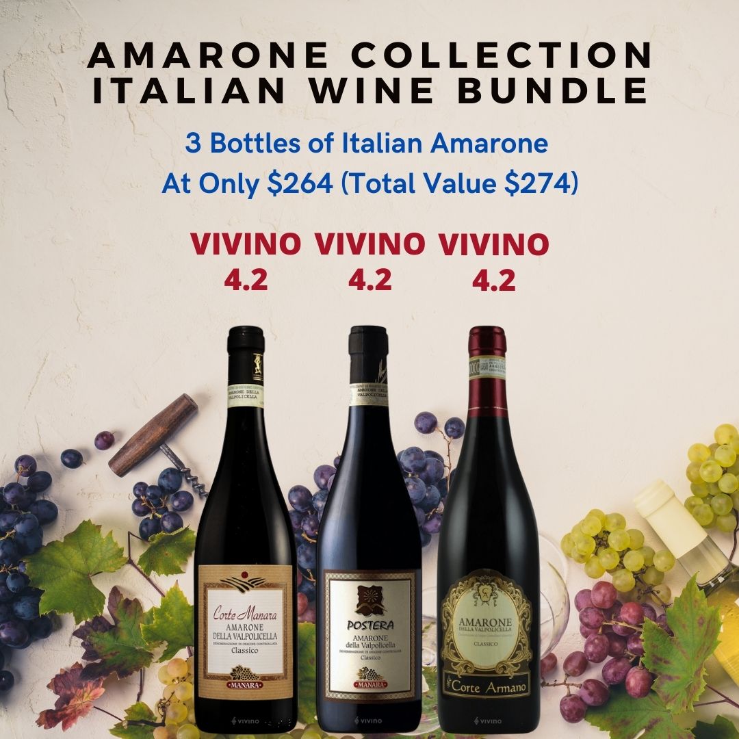 【Amarone Wine Bundle】3 Bottles of Italian Amarone (Manara + Corte) At $264