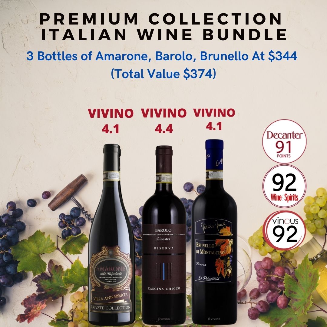 【Premium Collection Wine Bundle】3 Bottles of Italian Wine at $344