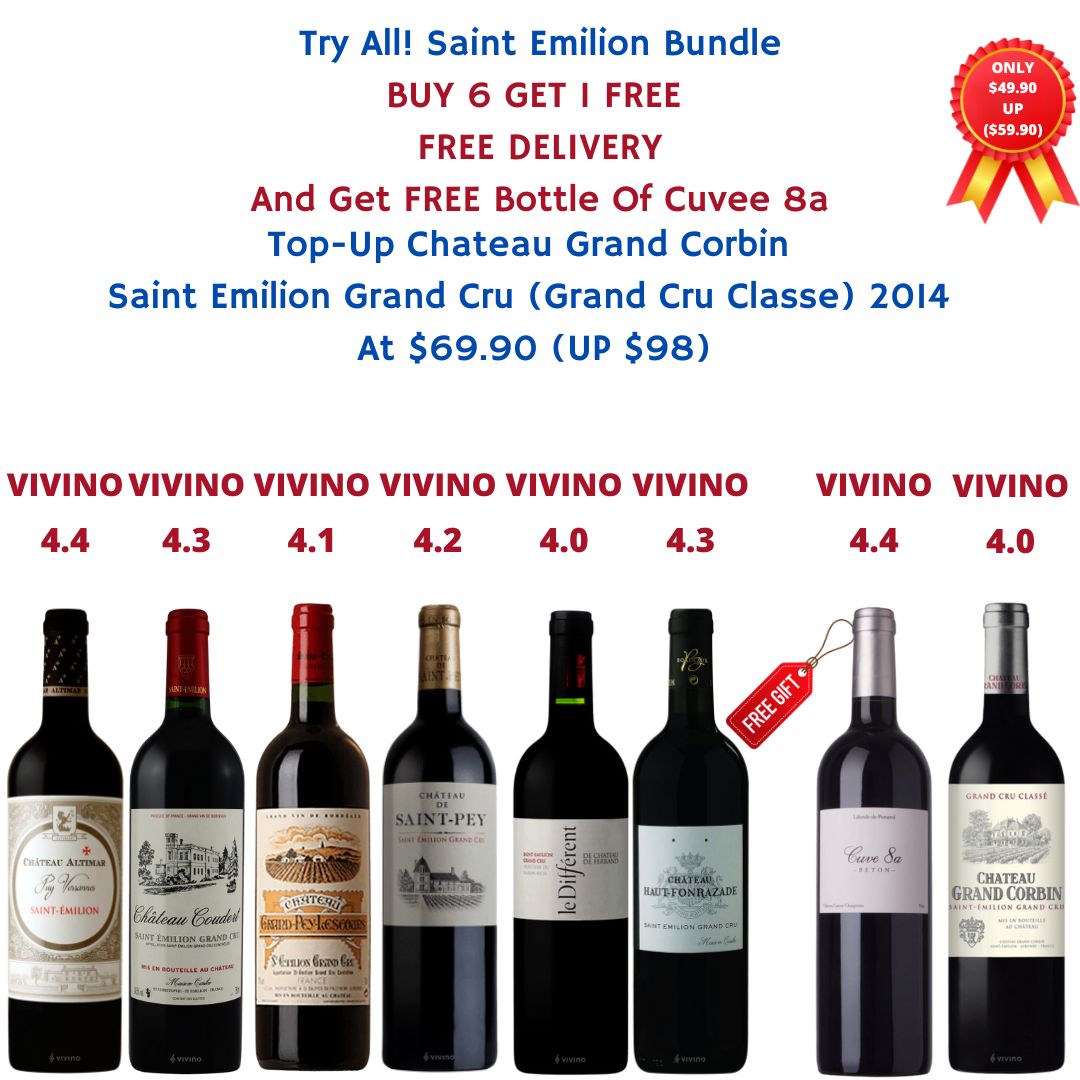 Try All! Saint Emilion Bundle At Only $299.40 Top-Up $69.90 for Corbin Saint Emilion Grand Cru Classe worth $98