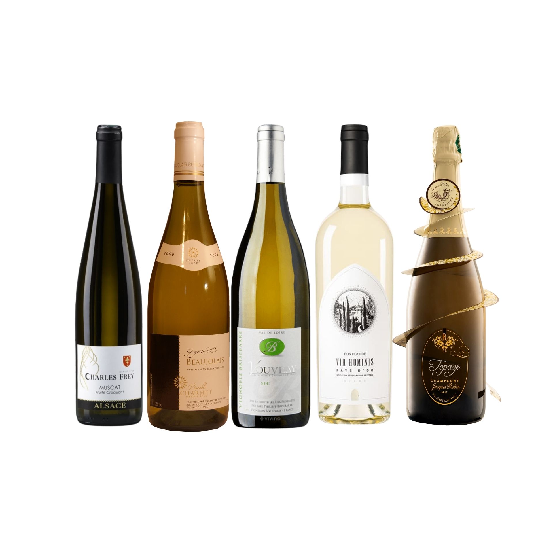 Enjoy 4 Bottles of French White Wine at Only $108 (UP$192) And Top Up $48 for a bottle of Jacques Robin Cuvee Topaze Brut Champagne