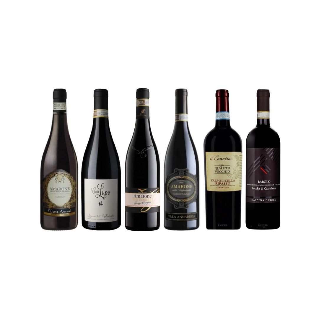 Amarone Special - Enjoy 4 Amarone Plus 1 Ripasso At $399 And Get A FREE WALA Wine Glass And Top-Up $68 for A Bottle of Barolo Worth $85