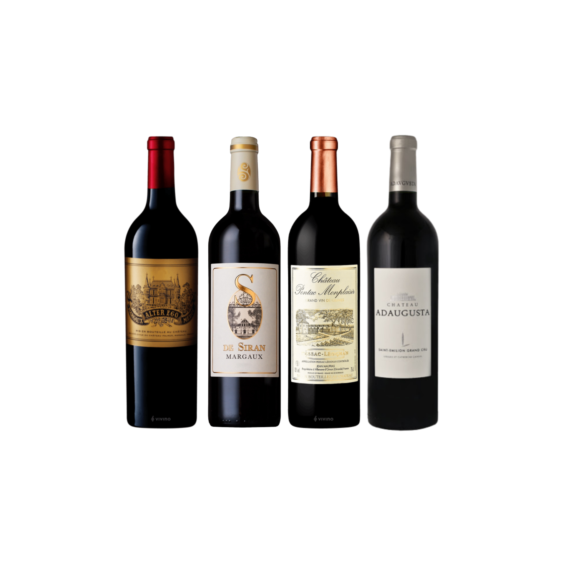 Enjoy 3 Bottles of French Red Wine From Margaux and Pessac Leognan at Only $199 And Top-Up $48 for A Bottle of Adaugusta Saint Emilion Worth $68