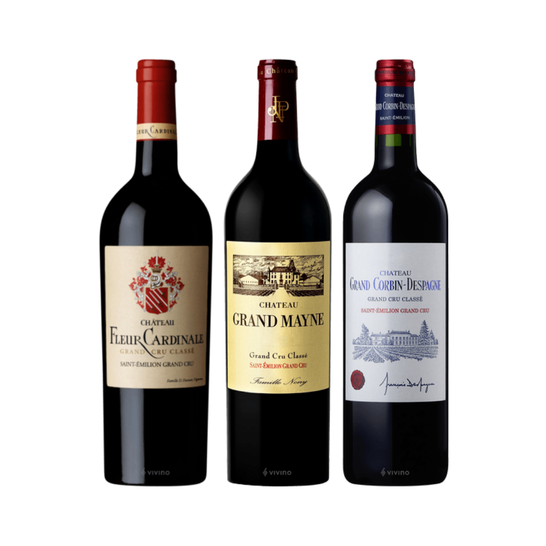 Purchase 3 Bottles of Saint Emilion Grand Cru Classé From (Fleur Cardinale, Grand Corbin Despagne & Grand Mayne) At $288 with FREE 6 Wine Glasses worth $90