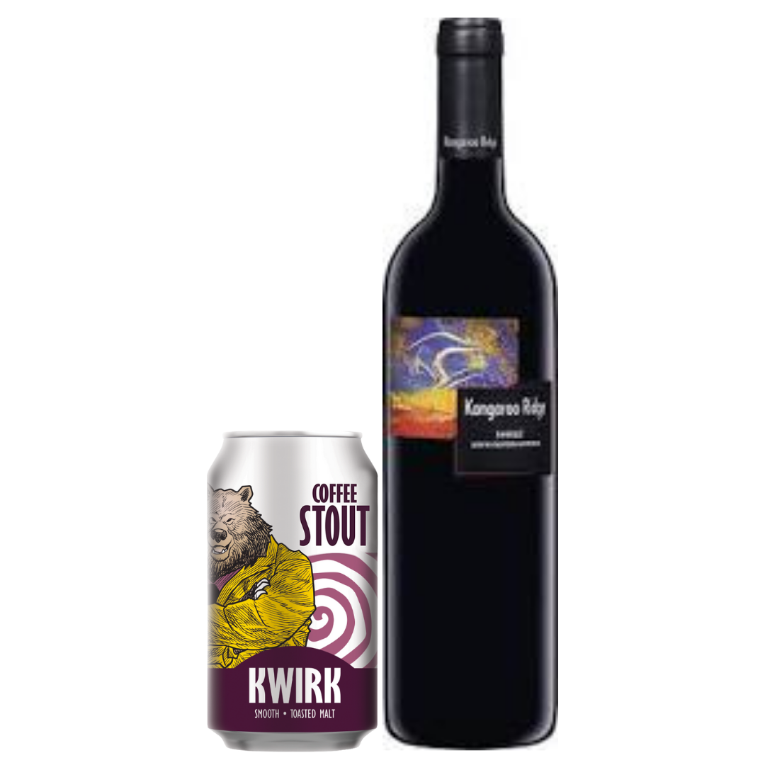 Purchase Kwirk Can Coffee Stout Beer (Pack of 12) & Top-Up $20 for Kangaroo Ridge Shiraz 2017 (UP $28)