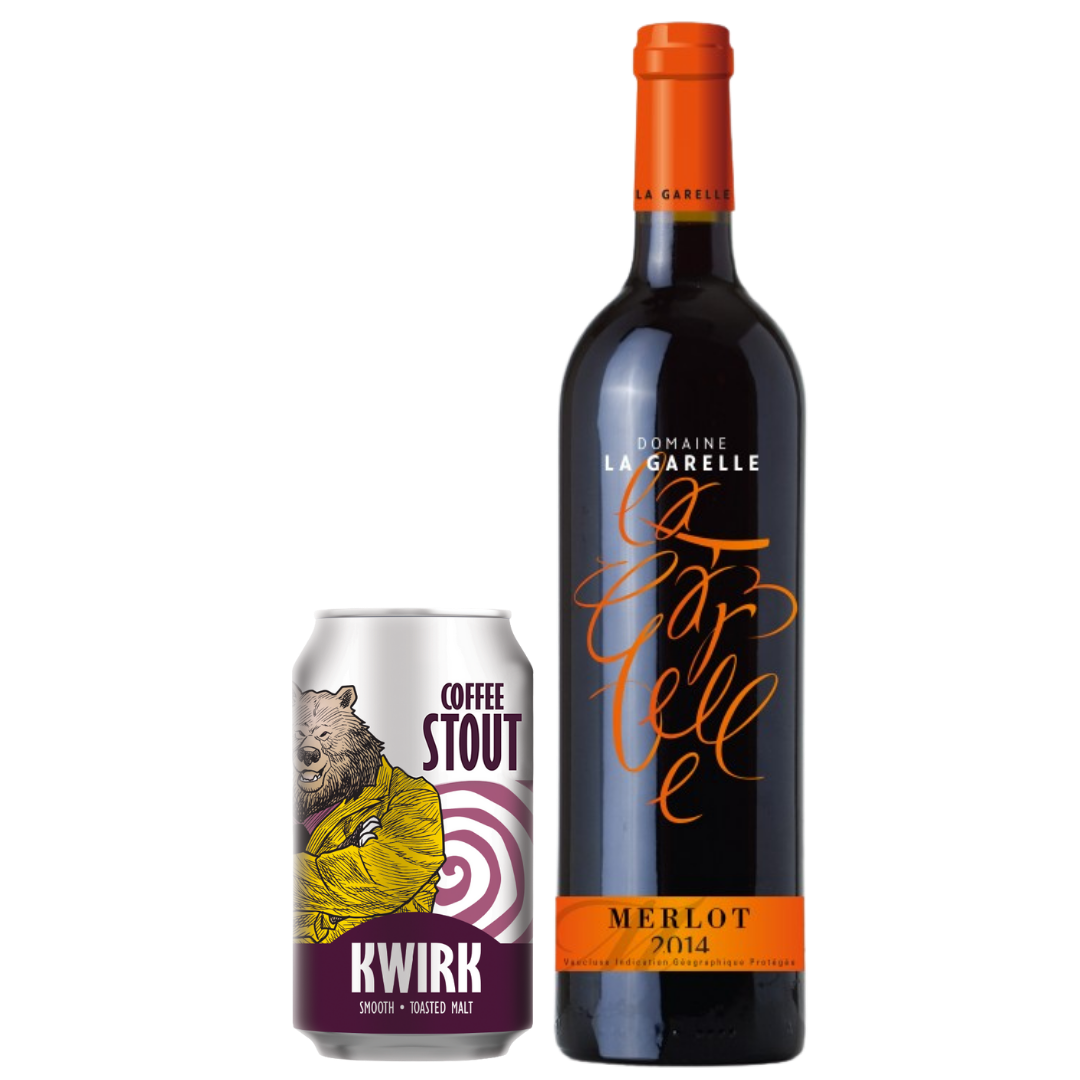 Purchase Kwirk Can Coffee Stout Beer (Pack of 24) Top-Up $24 for Domaine La Garelle Merlot IGP de Vaucluese 2019 (UP $48)