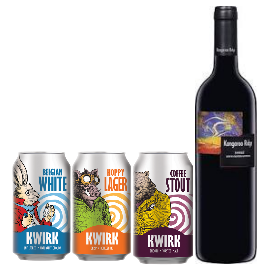 Mixed Kwirk Beer Tasting Bundle (12 Bottles) & Top-Up $20 for Kangaroo Ridge Shiraz 2017 (UP $28)