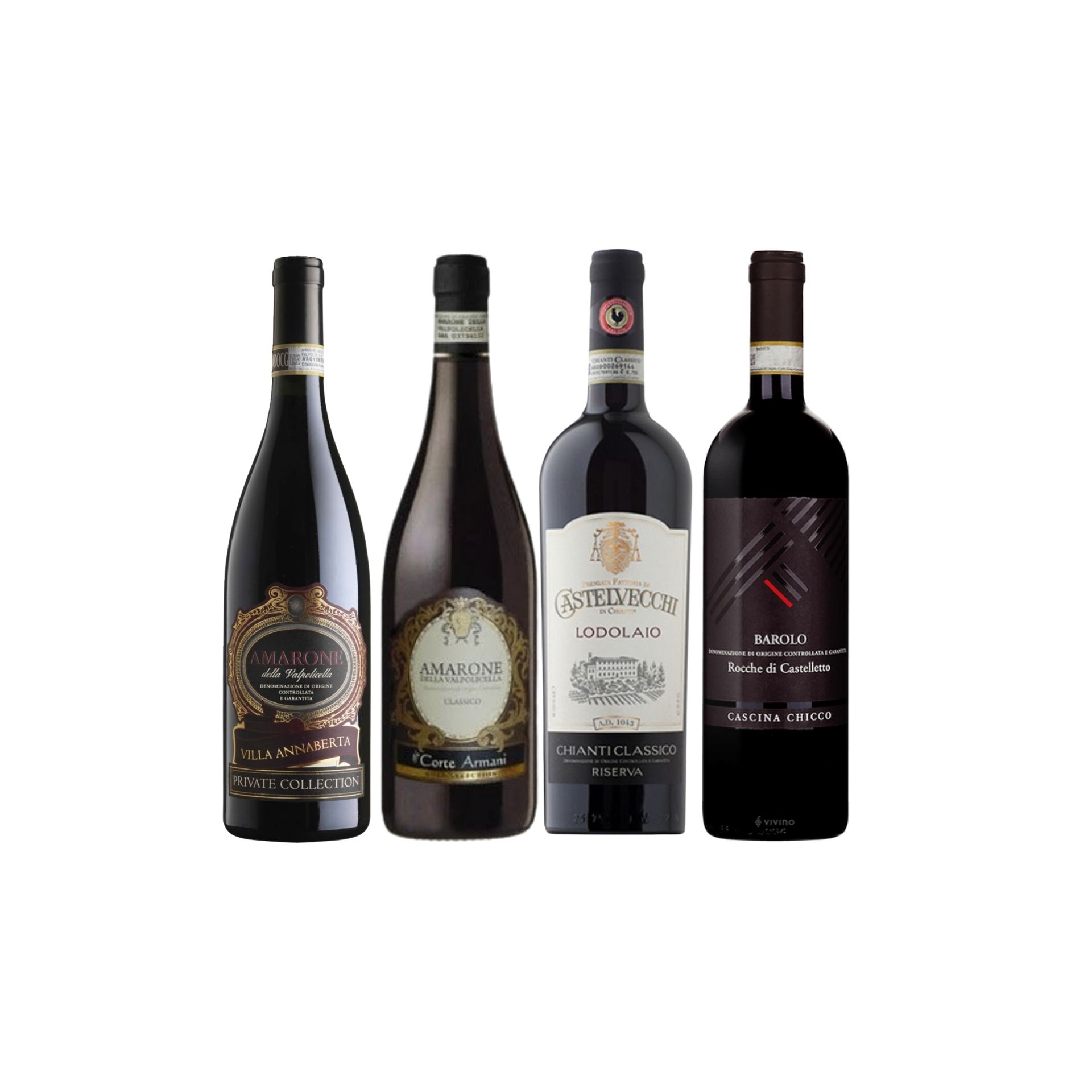 【Bundle B】 Enjoy 2 Bottles of Amarone Plus Chianti Riserva At Only $244 With A Free Set of 6 Schott Zwiesel Wine Glass worth $90 And Top-Up $68 for A Bottle of Barolo Worth $85
