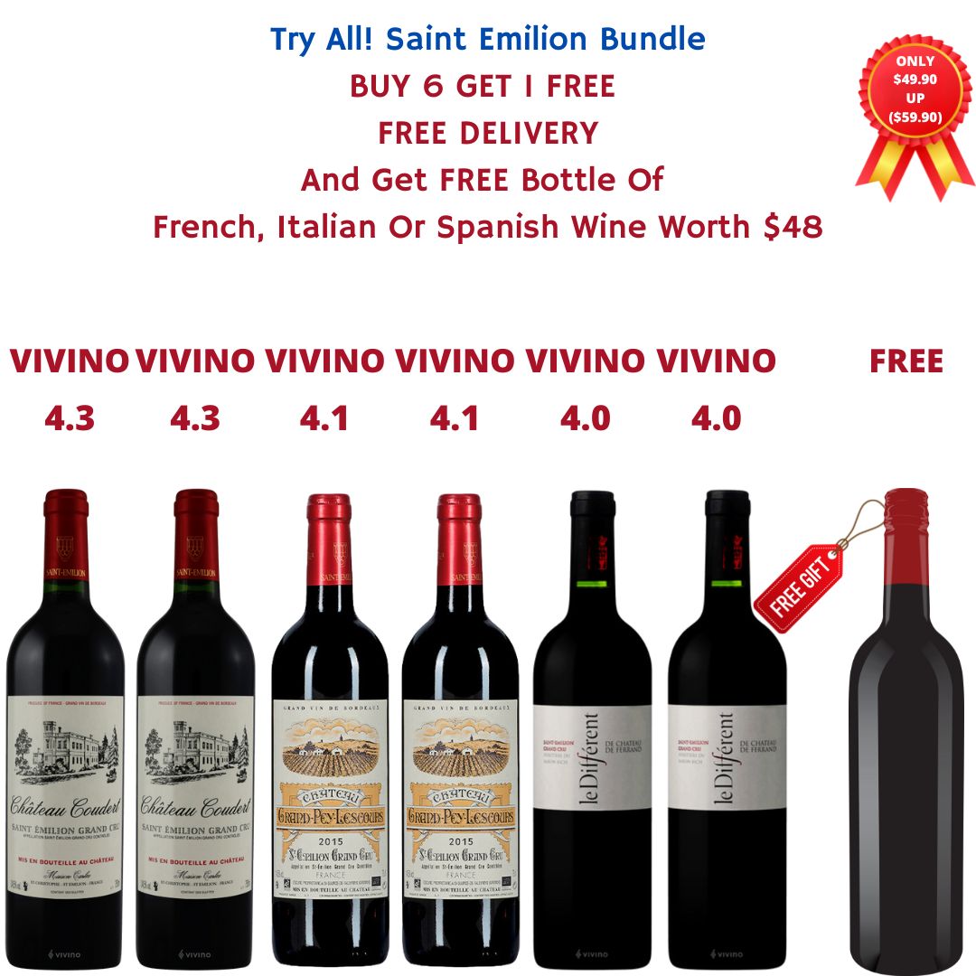 Purchase 6 Bottles Of Mixed Saint Emilion Grand Cru Wine At $299.40 And Get FREE Bottle Of French / Spanish / Italian