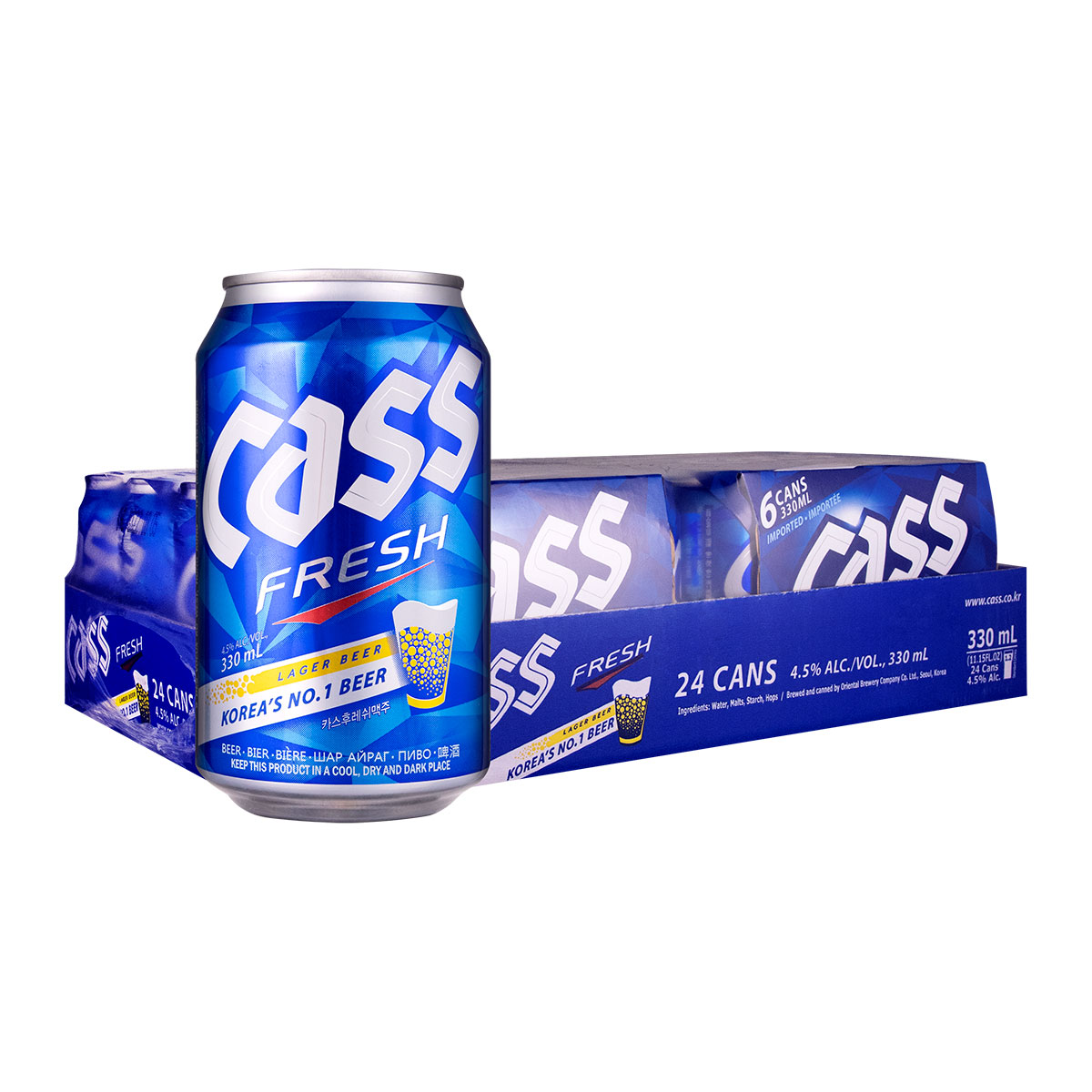 CASS Beer 330ml - 6 Cans (Korean Beer)