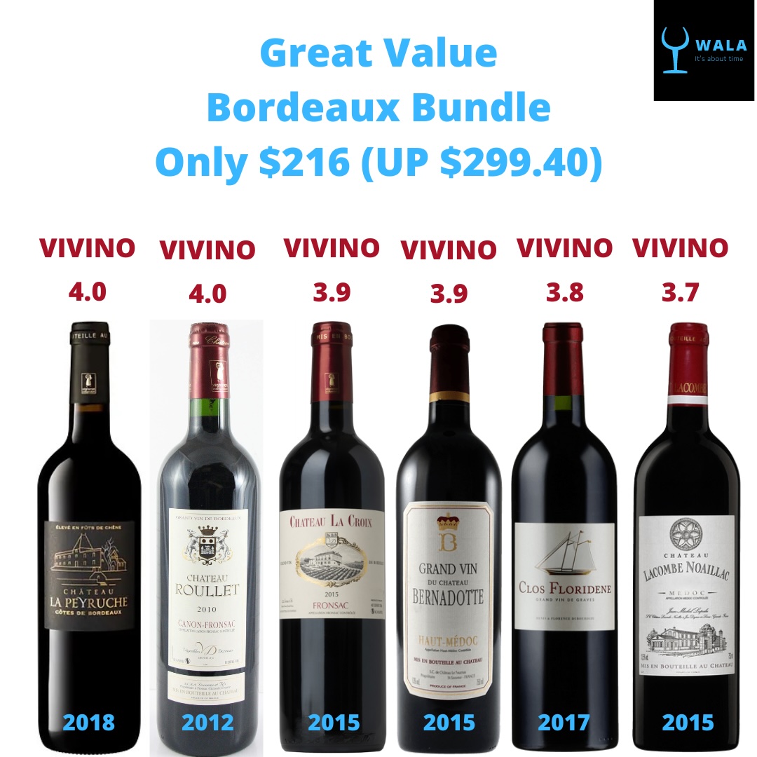 6 Everyday French Bordeaux Wine With FREE DELIVERY For Only $216 (UP $299.40)